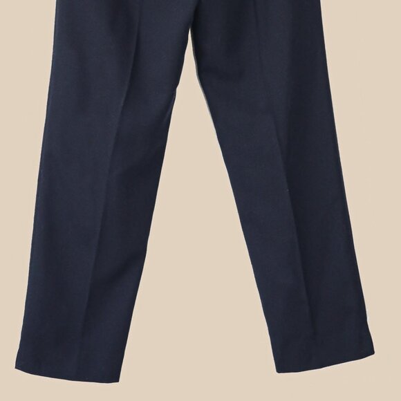 Vintage Navy Blue High Waisted Trousers Size Medium Dressy Fall Holiday Pants - Picture 4 of 4